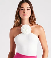 Pretty As A Rose Halter Bodysuit