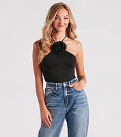 Pretty As A Rose Halter Bodysuit