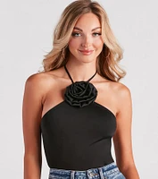 Pretty As A Rose Halter Bodysuit