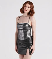 Take Me To The Disco Metallic Corset Top