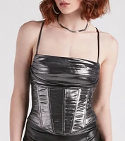 Take Me To The Disco Metallic Corset Top