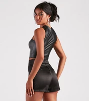 Cut To The Style Faux Leather Crop Top