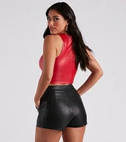 Cut To The Style Faux Leather Crop Top