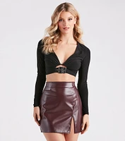 A Girl's Best Friend Belt Trim Crop Top