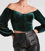 Reign Glitter Velvet Crop Top