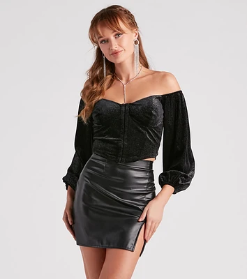 Reign Glitter Velvet Crop Top