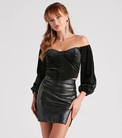 Reign Glitter Velvet Crop Top