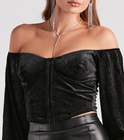 Reign Glitter Velvet Crop Top