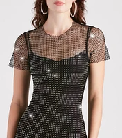 Fierce Summer Vibes Rhinestone Fishnet Mini Dress
