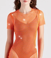 Fierce Summer Vibes Rhinestone Fishnet Mini Dress