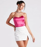 Girl's Night Out Strapless Satin Corset Top