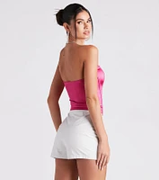 Girl's Night Out Strapless Satin Corset Top