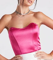 Girl's Night Out Strapless Satin Corset Top