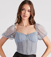 Total Sweetheart Puff Sleeve Corset Top