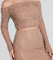 Got Bling Faux Pearl Rhinestone Crop Top