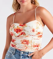 Much Adoration Floral Mesh Crop Top