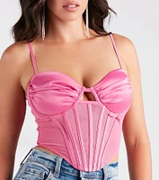 Total Babe Satin Mesh Corset Top