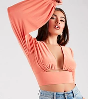 Blown Away Plunge Tie-Back Crop Top