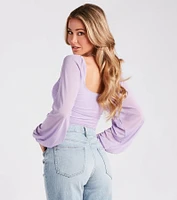 Elevated Basic Ruched Mesh Bodysuit
