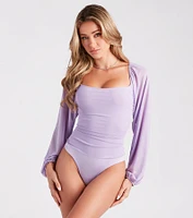 Elevated Basic Ruched Mesh Bodysuit