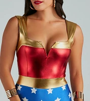 Lady Justice Star Print Metallic Bodysuit