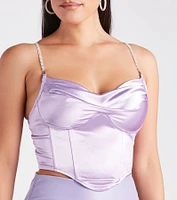 Bust Out The Rhinestone Satin Bustier