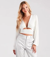Blown Away Plunge Tie-Back Crop Top
