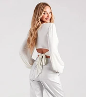Blown Away Plunge Tie-Back Crop Top