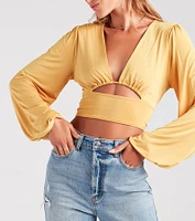 Blown Away Plunge Tie-Back Crop Top