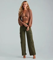 Blown Away Plunge Tie-Back Crop Top