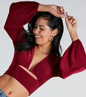 Blown Away Plunge Tie-Back Crop Top