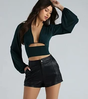 Blown Away Plunge Tie-Back Crop Top