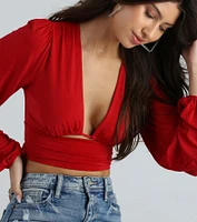 Blown Away Plunge Tie-Back Crop Top