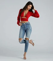 Blown Away Plunge Tie-Back Crop Top
