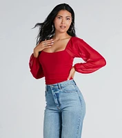 Elevated Basic Ruched Mesh Bodysuit