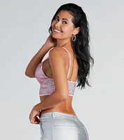 Going For Glam Rhinestone Satin Crop Top