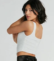 Flirty Vibes Ruched Lace Corset Top