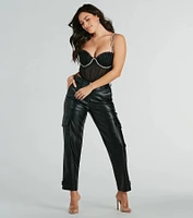 Dreamy Pearl And Rhinestone Trim Bustier Top