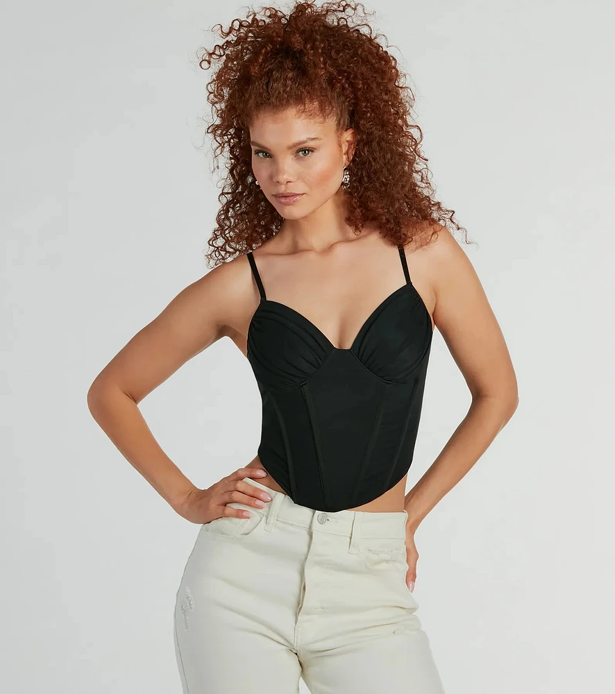 Sultry Perfection Mesh Cropped Bustier Top