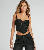 Stunned By Luxe Rhinestone Mesh Bustier