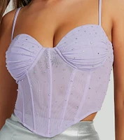 Stunned By Luxe Rhinestone Mesh Bustier