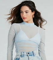 Notice Me Long Sleeve Sheer Mesh Bodysuit
