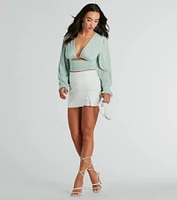 Blown Away Plunge Tie-Back Crop Top