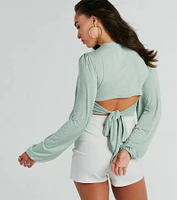 Blown Away Plunge Tie-Back Crop Top