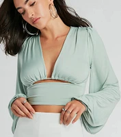 Blown Away Plunge Tie-Back Crop Top