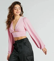 Blown Away Plunge Tie-Back Crop Top