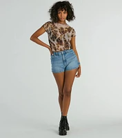 Fierce Trendsetter Leopard Mesh Crop Top