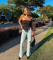 Sheer Charm Strapless Lace Crop Top