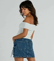 Spotted Town Off-The-Shoulder Crop Top