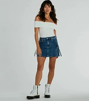 Spotted Town Off-The-Shoulder Crop Top